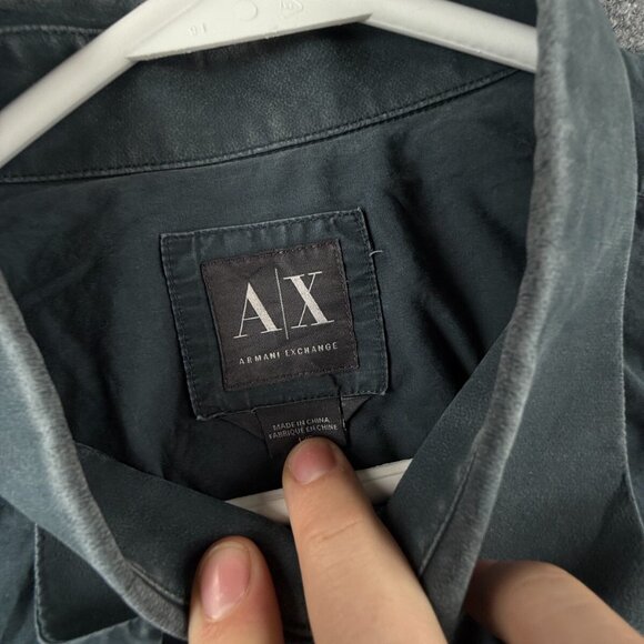 Armani Exchange Blue Long Sleeve Button Up Shirt Men Large Slim Fit Stretch - Picture 9 of 16